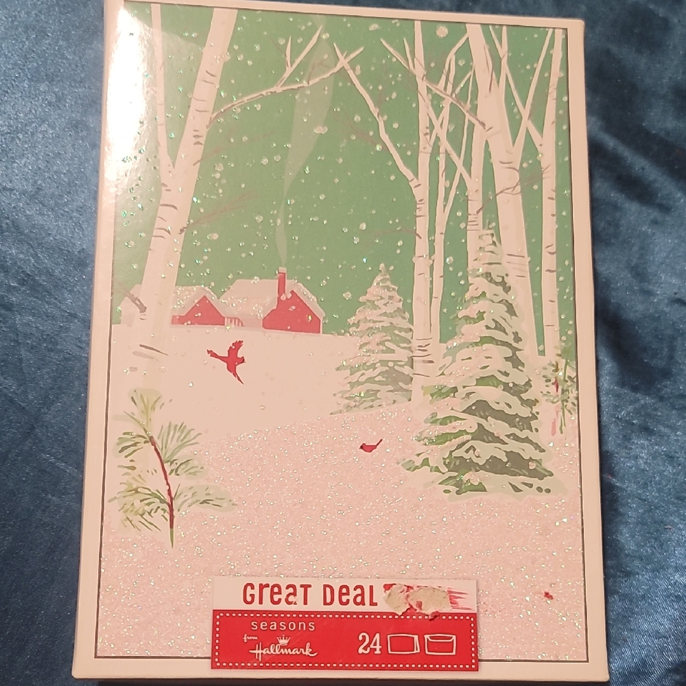 Hallmark Snowy Forest Holiday Cards - Green and Red